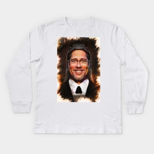 Brad Pitt - Caricature Kids Long Sleeve T-Shirt